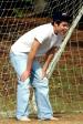 Playing in the goal at halftime of Chancey's cousin's game