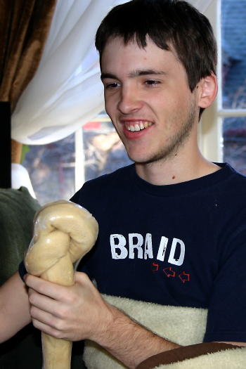 Drew holds the bone