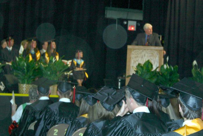 Principal Foxx opens the ceremony with a brief parable