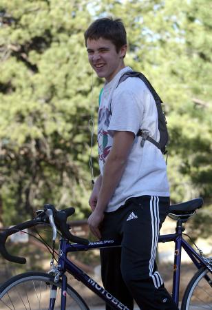 We drove John about 5 miles up into the canyons West of Boulder so he could ride down.