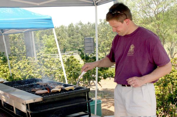 Flipping the delicious burgers