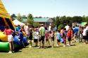 Crowds lined up to ride the big slide